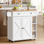 Mobile Kitchen Island with Wheels Storage Space Roll-Up