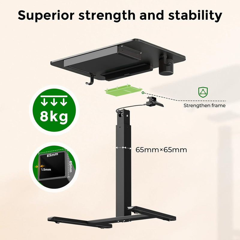 Mobile Laptop Desk 70x50CM Height Adjustable Standing