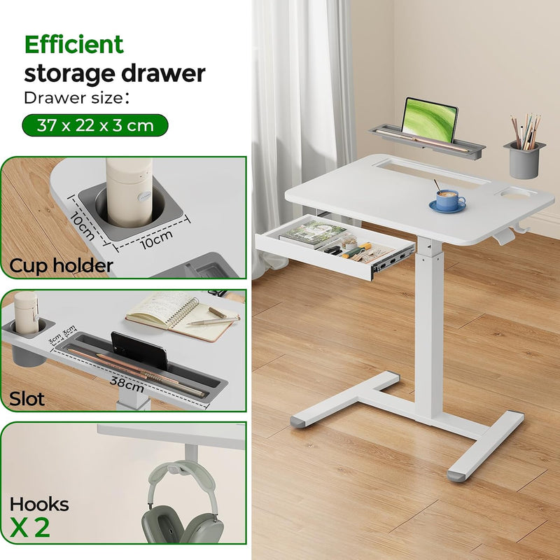 Mobile Laptop Desk 70x50CM Height Adjustable Standing