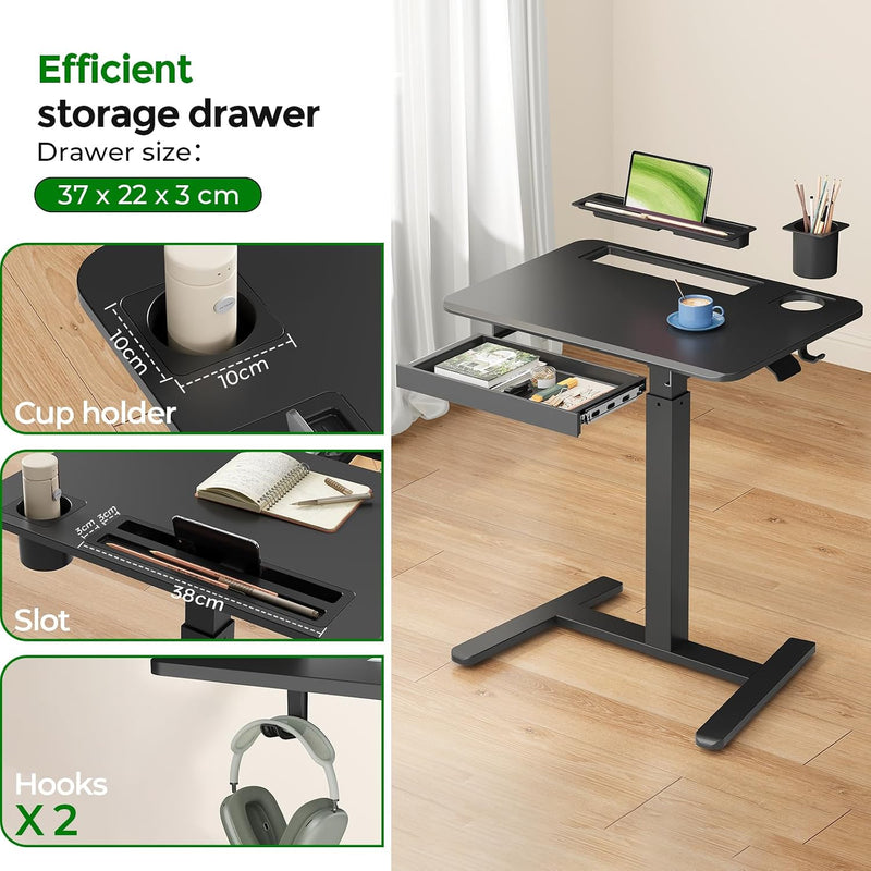 Mobile Laptop Desk 70x50CM Height Adjustable Standing