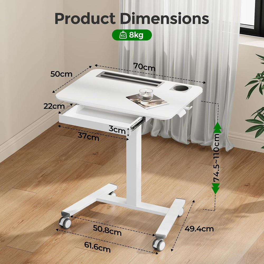 Mobile Laptop Desk 70x50CM Height Adjustable Standing