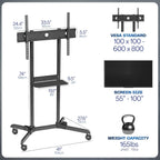 Mobile Large TV Cart for 55" to 100