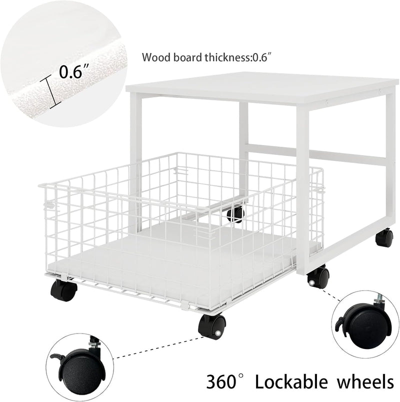 Mobile Mini Fridge Stand with Large Capacity Storage