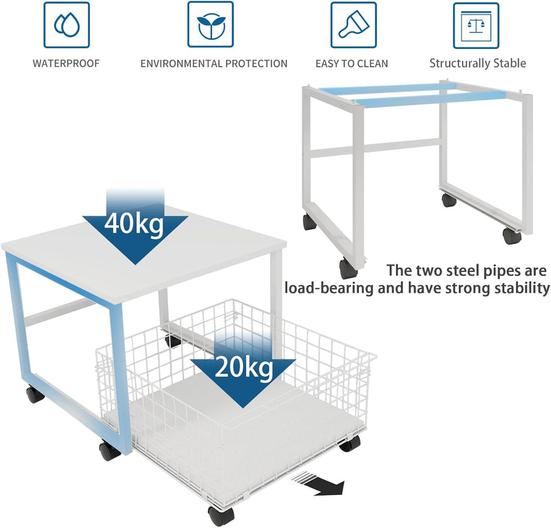 Mobile Mini Fridge Stand with Large Capacity Storage