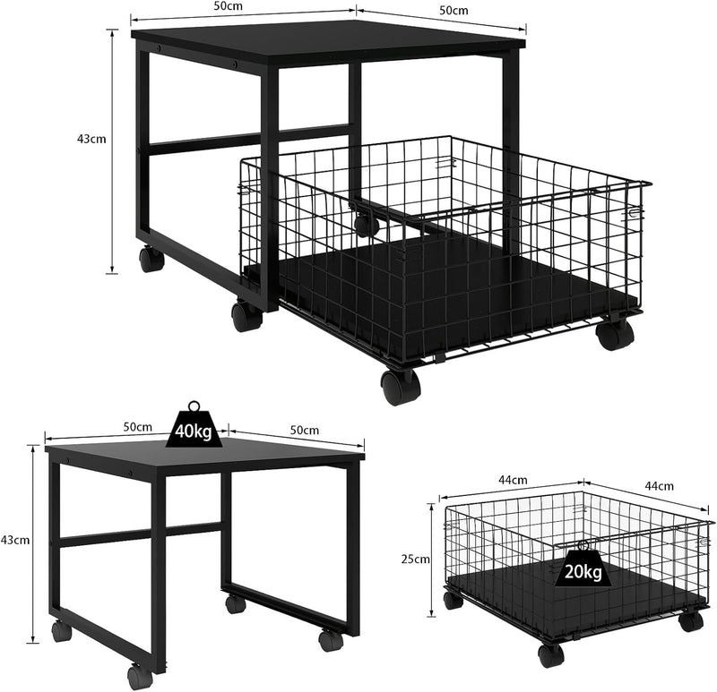 Mobile Mini Fridge Stand with Large Capacity Storage