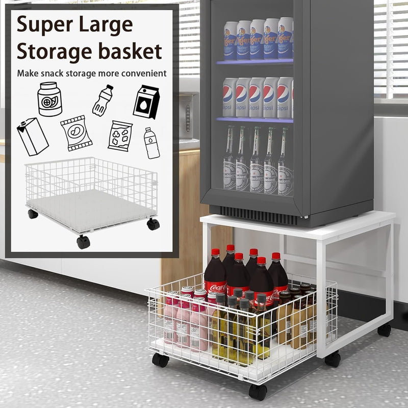 Mobile Mini Fridge Stand with Large Capacity Storage