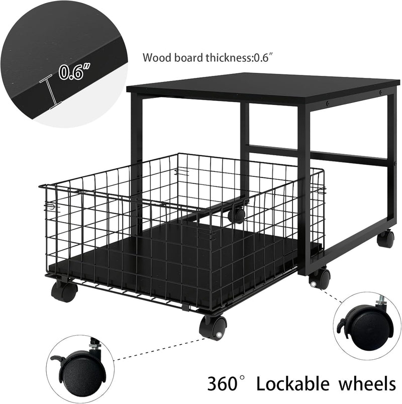 Mobile Mini Fridge Stand with Large Capacity Storage