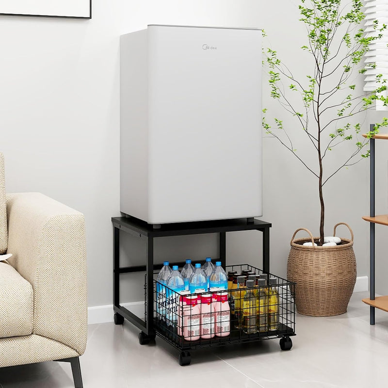 Mobile Mini Fridge Stand with Large Capacity Storage