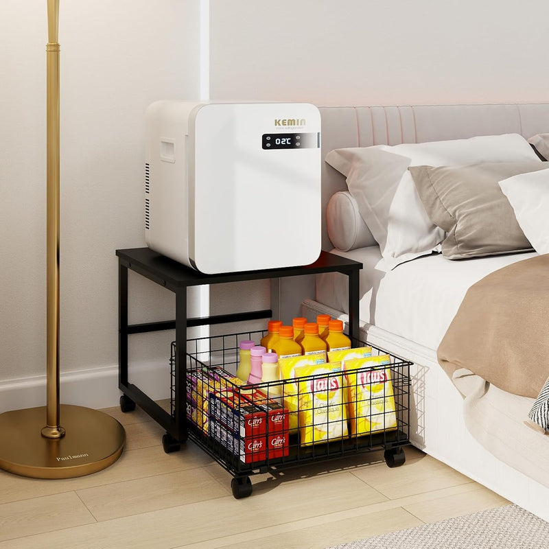 Mobile Mini Fridge Stand with Large Capacity Storage