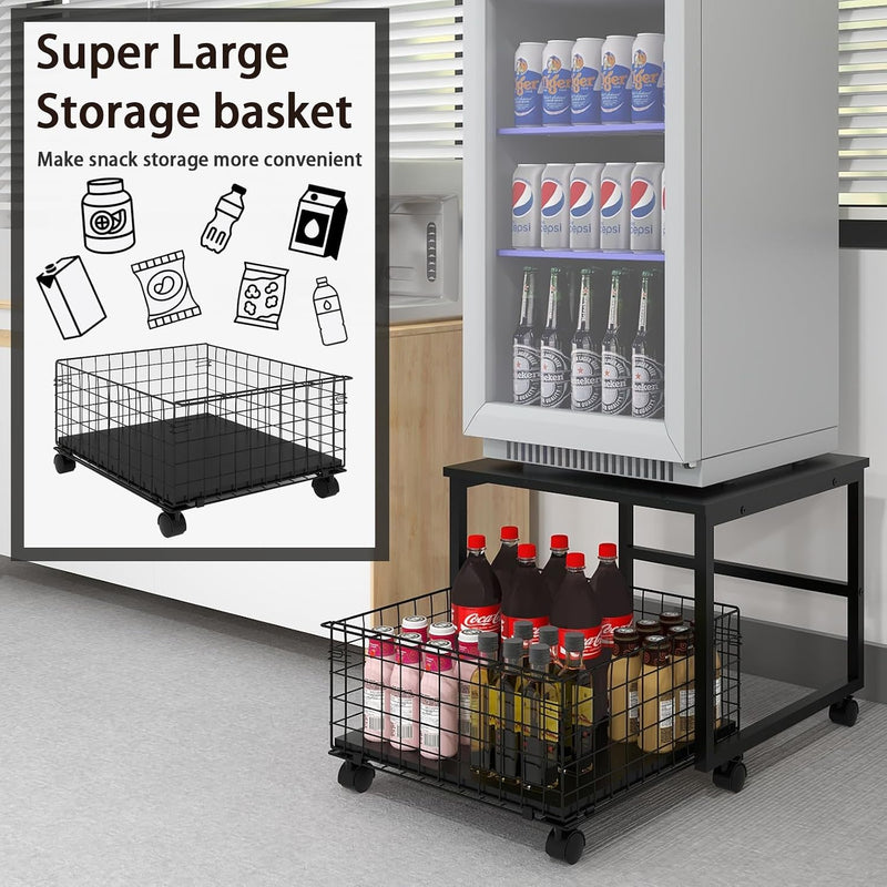 Mobile Mini Fridge Stand with Large Capacity Storage