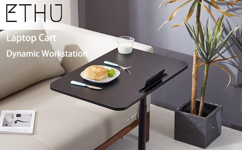Mobile Overbed Table Height Adjustable with Wheels