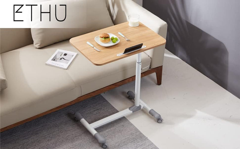 Mobile Overbed Table Height Adjustable with Wheels