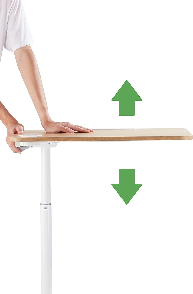 Mobile Overbed Table Height Adjustable with Wheels