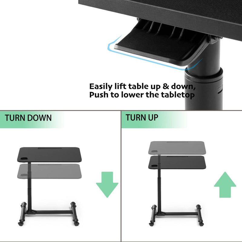 Mobile Overbed Table Height Adjustable with Wheels