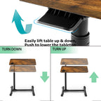 Mobile Overbed Table Height Adjustable with Wheels