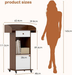 Mobile Podium Lectern with Storage Cabinet Adjustable Shelf