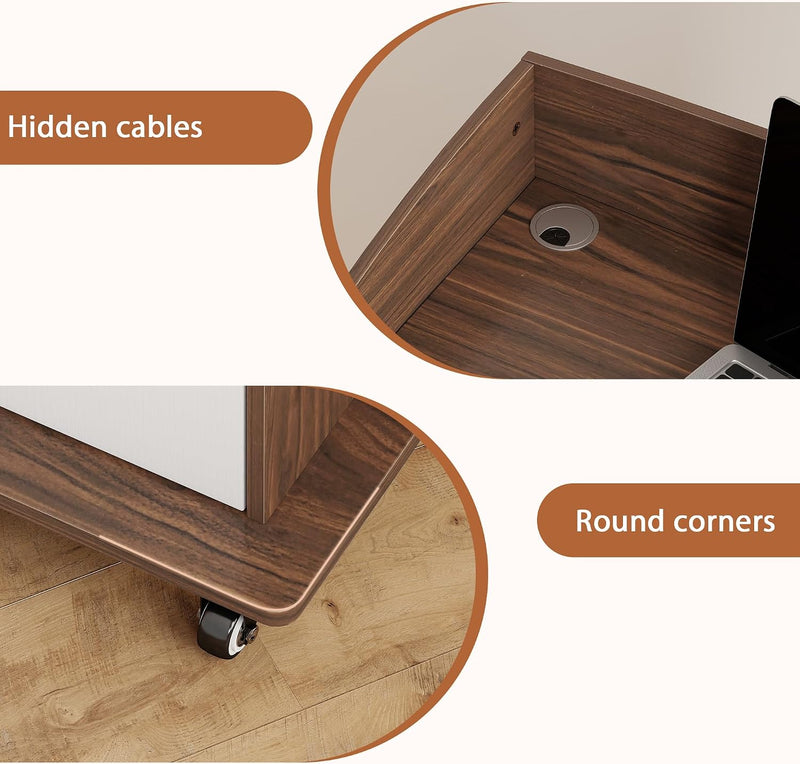 Mobile Podium Lectern with Storage Cabinet Adjustable Shelf