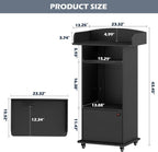 Mobile Podium Lectern with Storage Cabinet Adjustable Shelf