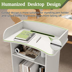 Mobile Podium Lectern with Storage Cabinet Adjustable Shelf