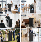 Mobile Podium Lectern with Storage Cabinet Adjustable Shelf