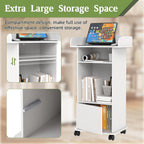 Mobile Podium Lectern with Storage Cabinet Adjustable Shelf