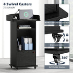 Mobile Podium Lectern with Storage Cabinet Adjustable Shelf