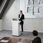 Mobile Podium Lectern with Storage Cabinet Adjustable Shelf