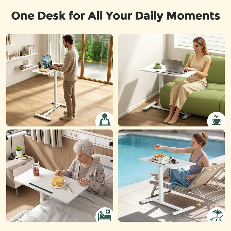 Mobile Standing Desk 80x40CM Overbed Bedside Table on
