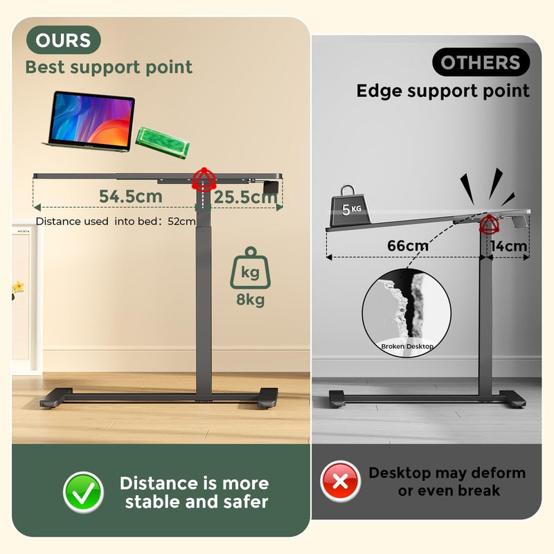 Mobile Standing Desk 80x40CM Overbed Bedside Table on