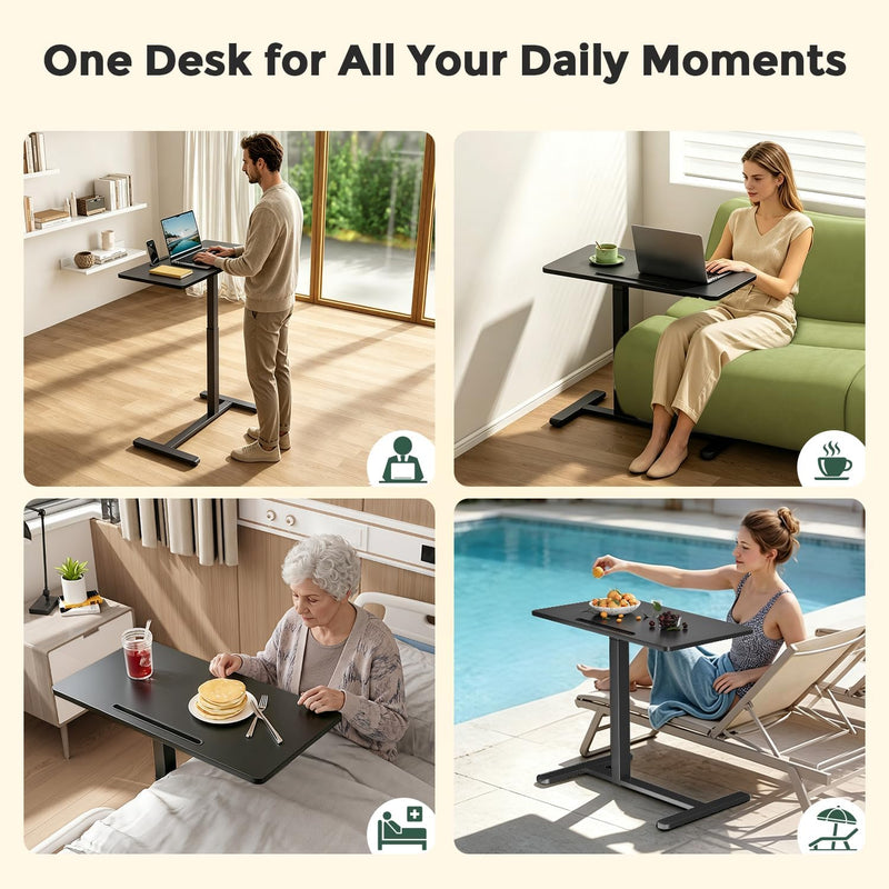 Mobile Standing Desk 80x40CM Overbed Bedside Table on