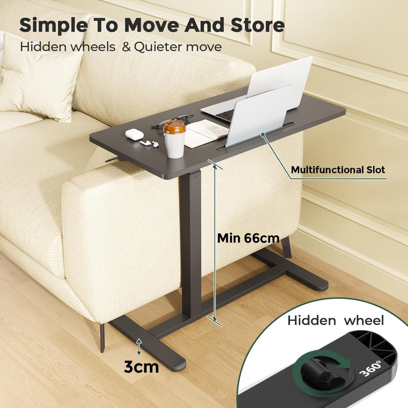 Mobile Standing Desk 80x40CM Overbed Bedside Table on