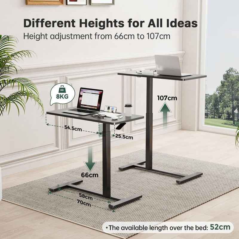 Mobile Standing Desk 80x40CM Overbed Bedside Table on