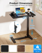 Mobile Standing Desk Laptop Pneumatic with Wheels Tilt