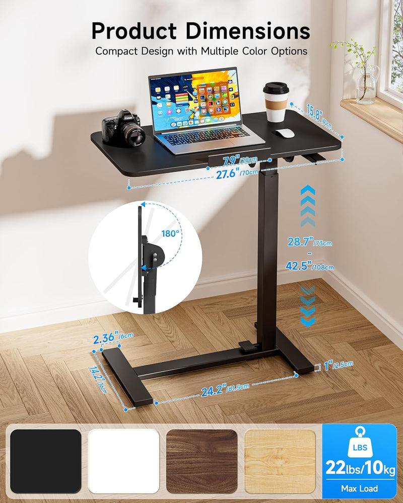 Mobile Standing Desk Laptop Pneumatic with Wheels Tilt