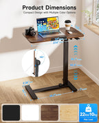 Mobile Standing Desk Laptop Pneumatic with Wheels Tilt