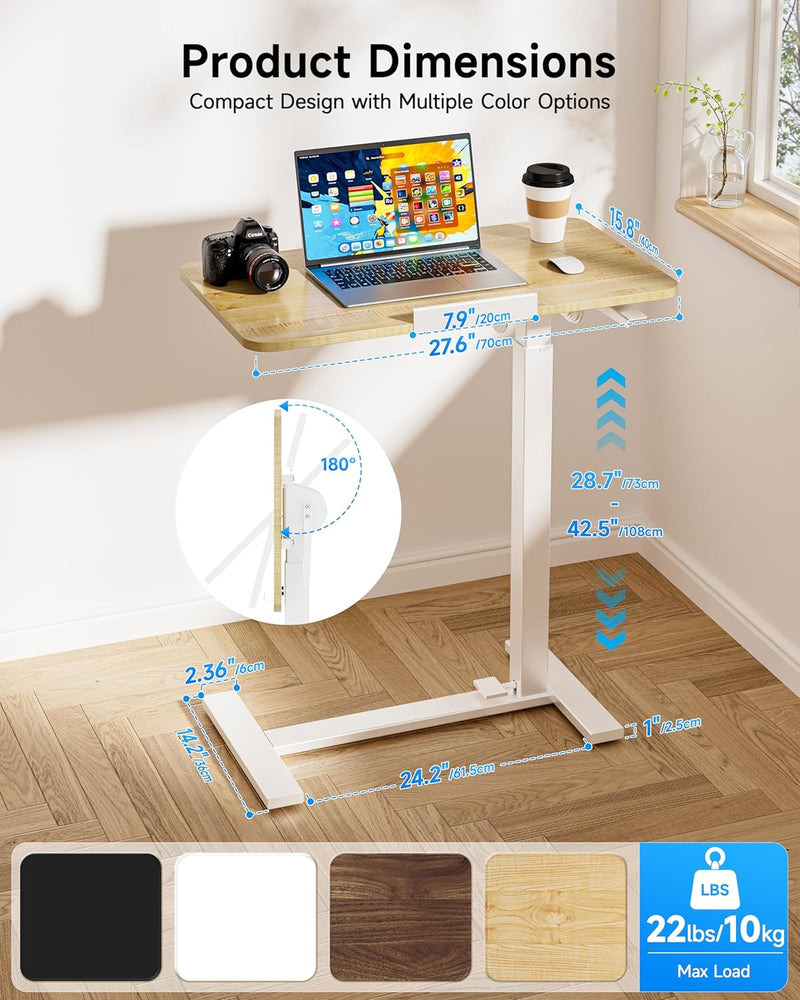Mobile Standing Desk Laptop Pneumatic with Wheels Tilt
