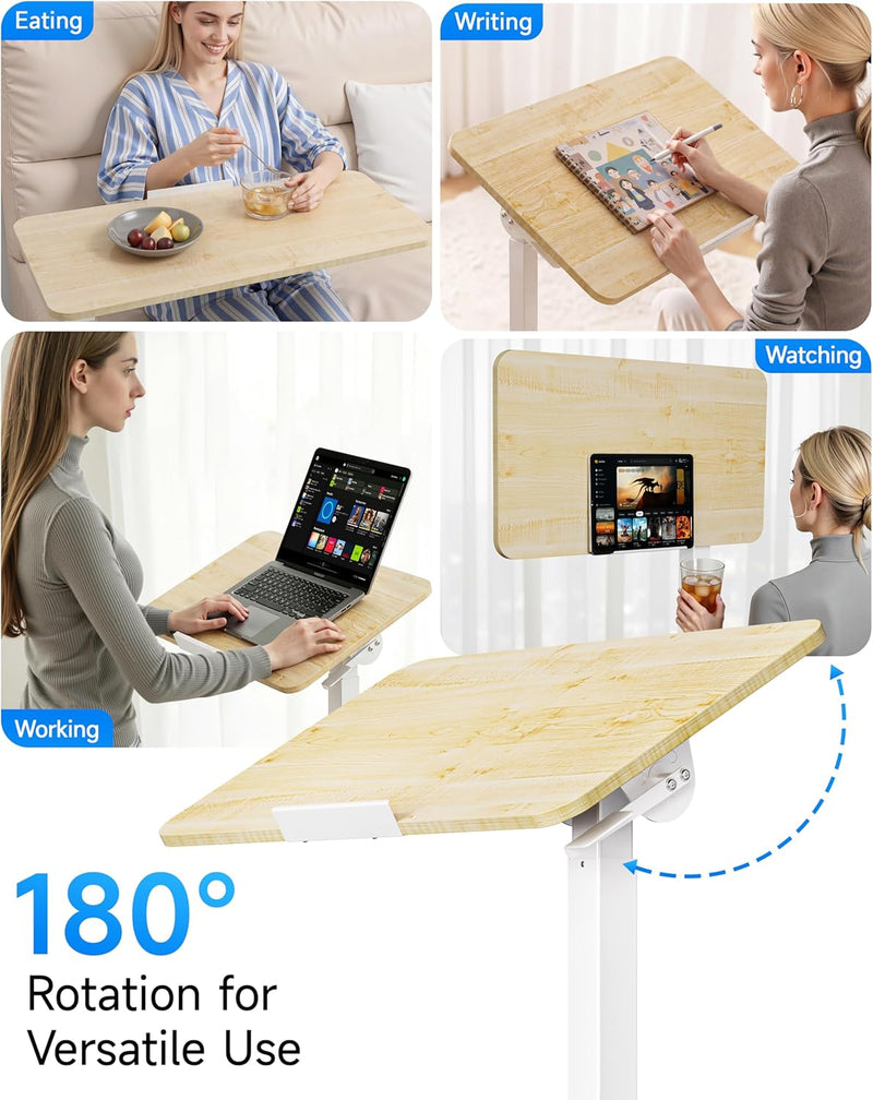 Mobile Standing Desk Laptop Pneumatic with Wheels Tilt