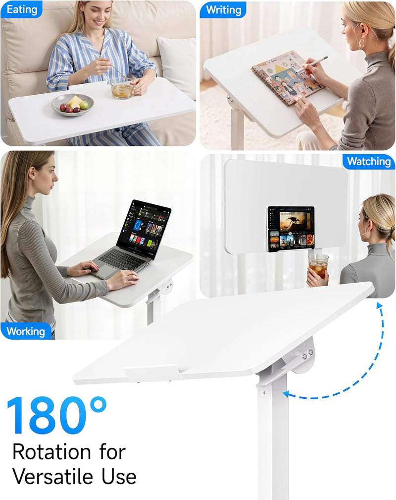 Mobile Standing Desk Laptop Pneumatic with Wheels Tilt