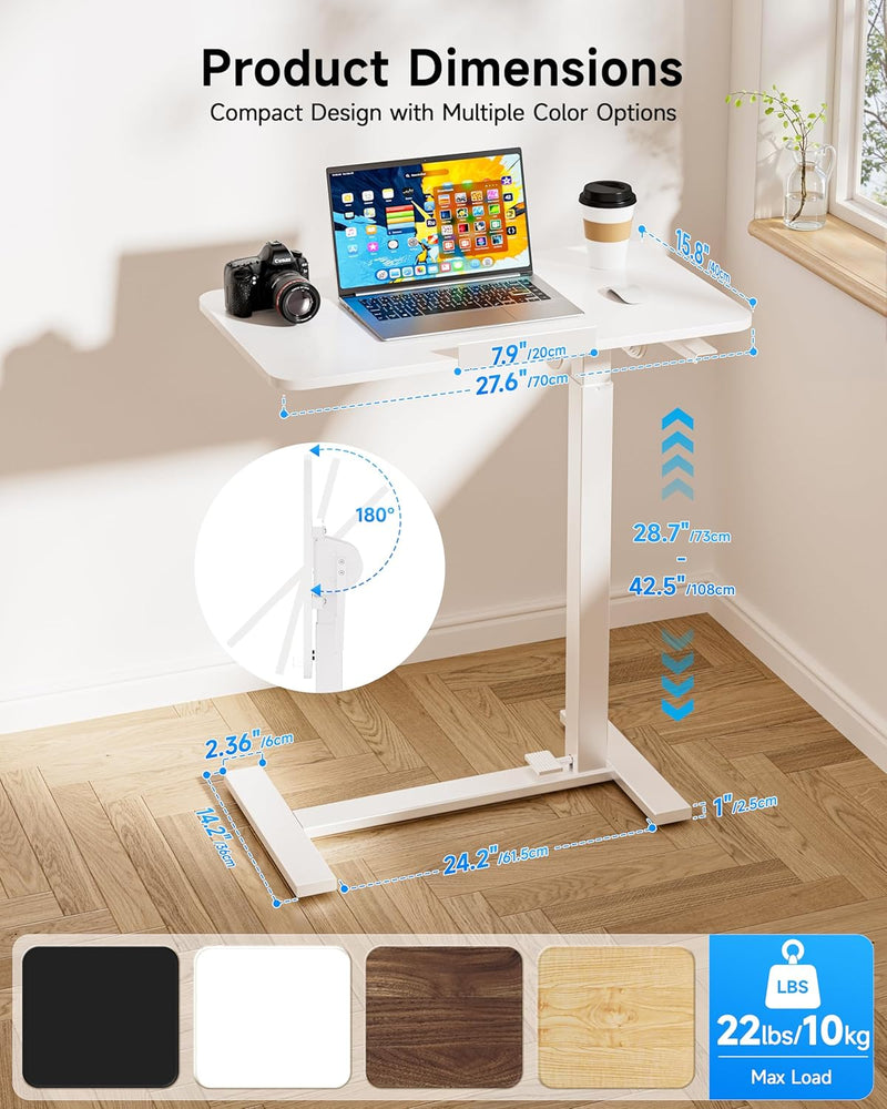 Mobile Standing Desk Laptop Pneumatic with Wheels Tilt
