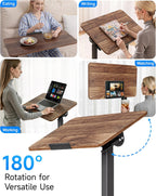 Mobile Standing Desk Laptop Pneumatic with Wheels Tilt