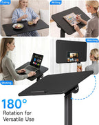 Mobile Standing Desk Laptop Pneumatic with Wheels Tilt