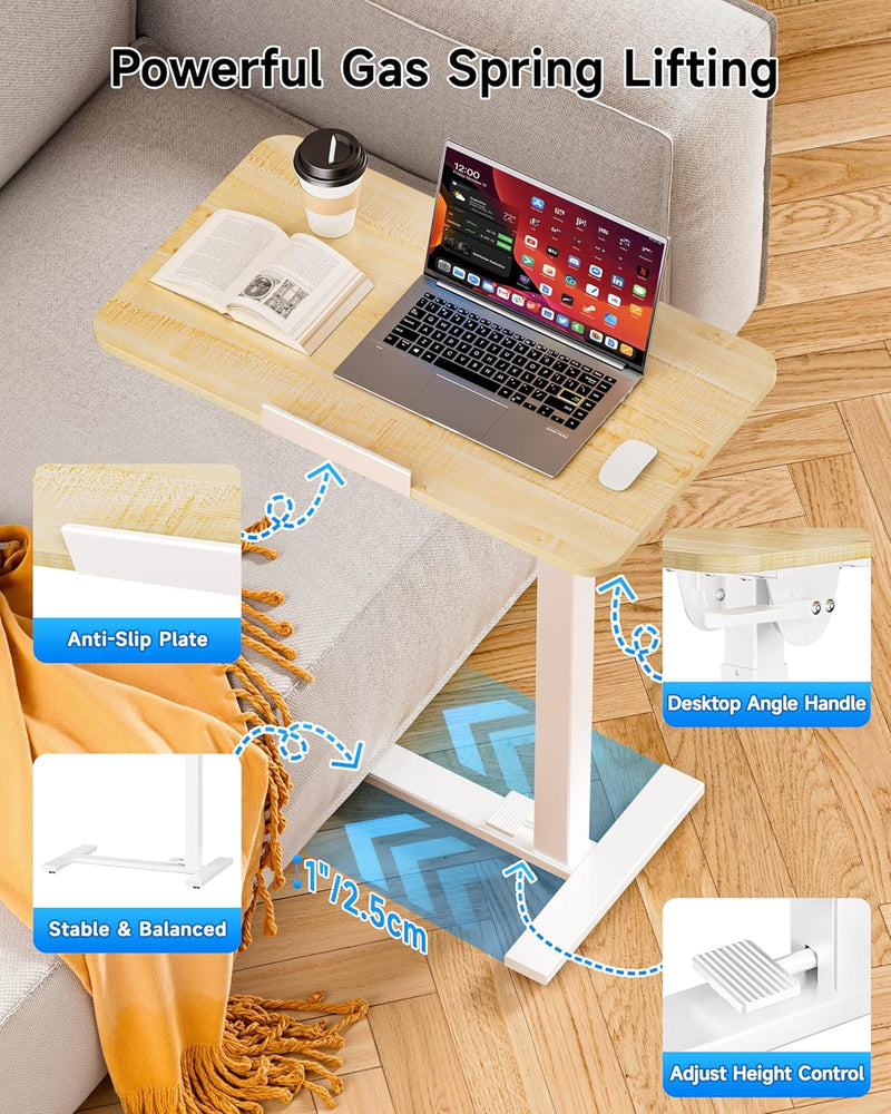 Mobile Standing Desk Laptop Pneumatic with Wheels Tilt