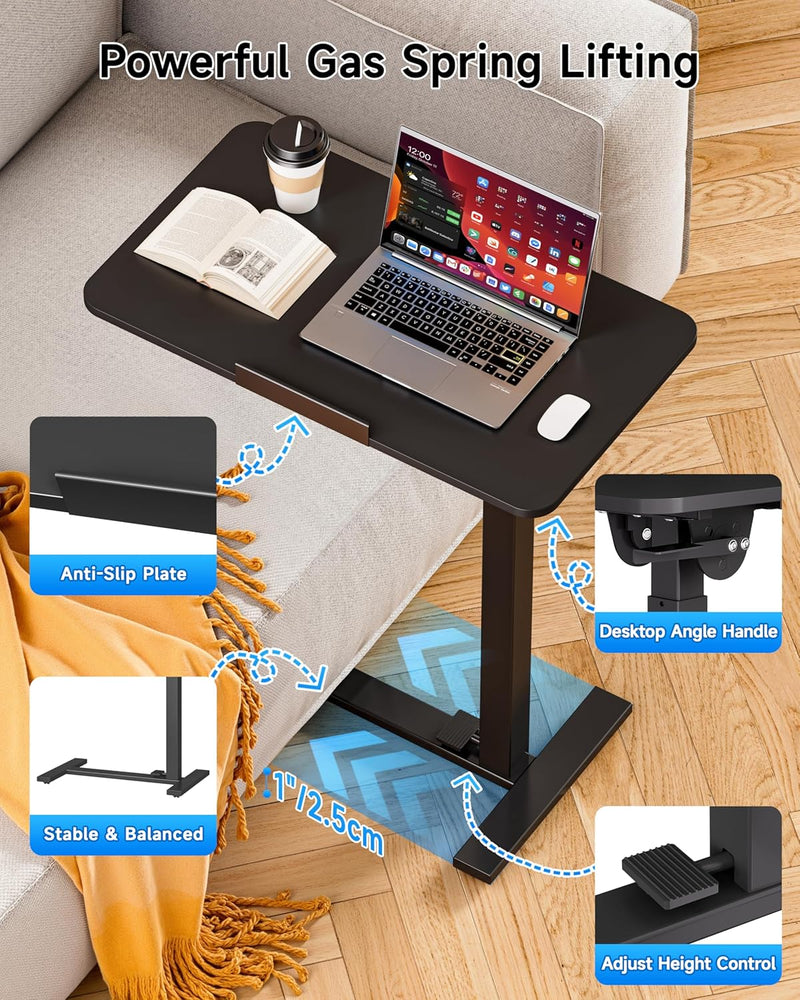 Mobile Standing Desk Laptop Pneumatic with Wheels Tilt