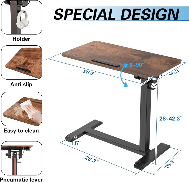 Mobile Standing Desk on Wheels with Tilting Desktop