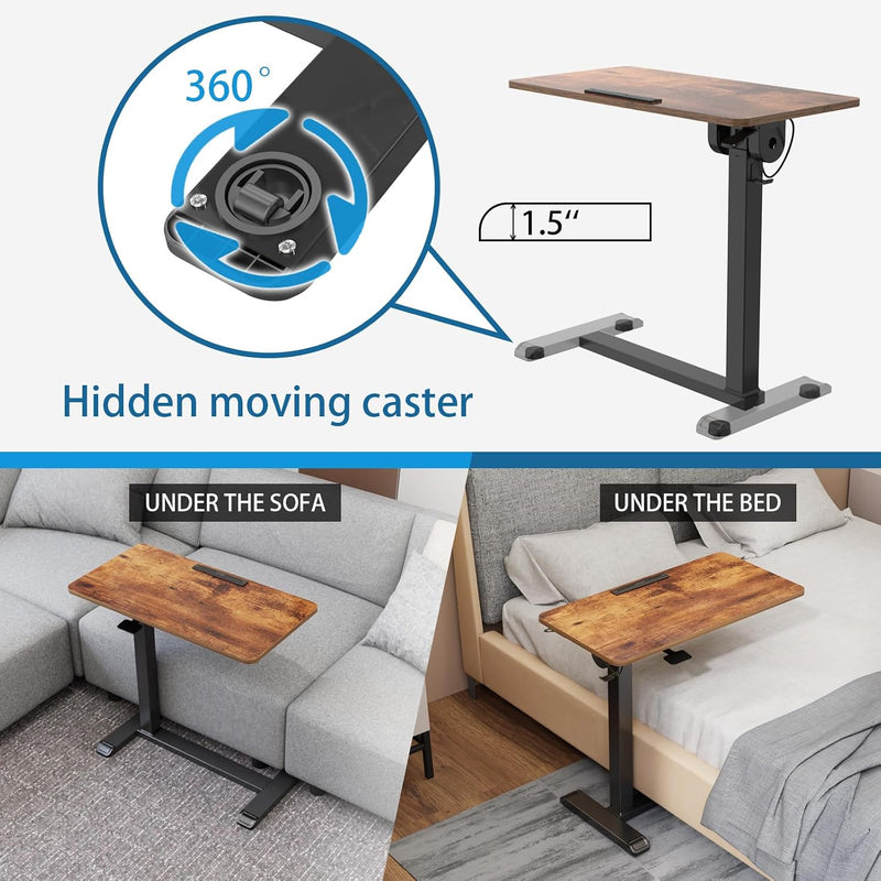 Mobile Standing Desk on Wheels with Tilting Desktop
