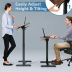 Mobile Standing Desk on Wheels with Tilting Desktop