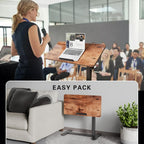Mobile Standing Desk on Wheels with Tilting Desktop