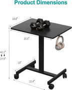 Mobile Standing Desk on Wheels Pneumatic Height Adjustable