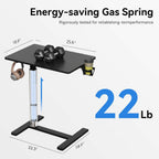 Mobile Standing Desk on Wheels Pneumatic Height Adjustable