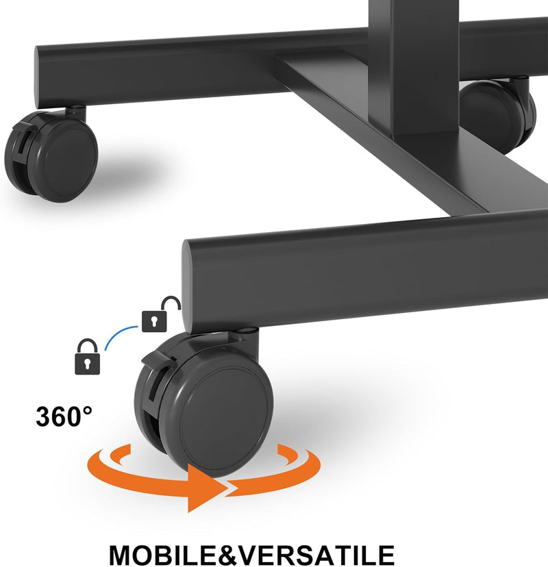 Mobile Standing Desk on Wheels Pneumatic Height Adjustable
